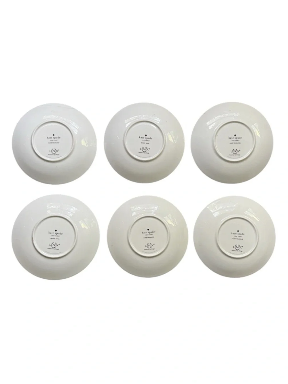 RARE Set of 6 Kate Spade New York Make Headlines Charm Magazine Tidbit Plates